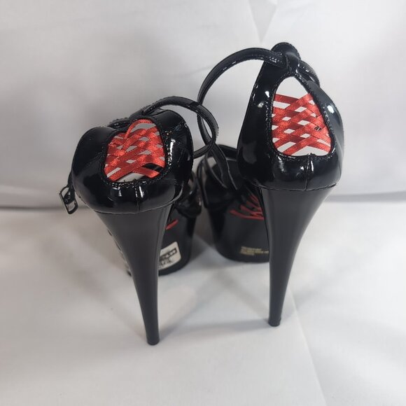 2 Pair Pleaser Heels 6 Delight 662 Corset Black Patent Mary Jane Dance Pole 6" - Picture 3 of 16